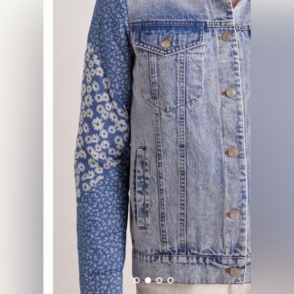 Avec Les Filles Floral Patchwork Blue Denim Jacket Size Xtra Small - Picture 10 of 10